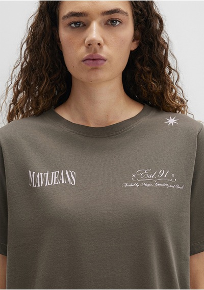 Mavi - Mavi Jeans Baskılı Yeşil Tişört 1613487-71550 Yeşil
