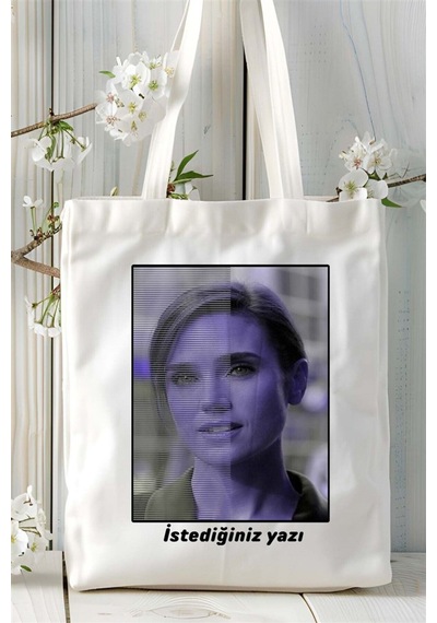 Art Hediye Jennifer Connelly Baskılı Bez Çanta Omuz Çantası Kişiye Özel Desen 2 Çok Renkli
