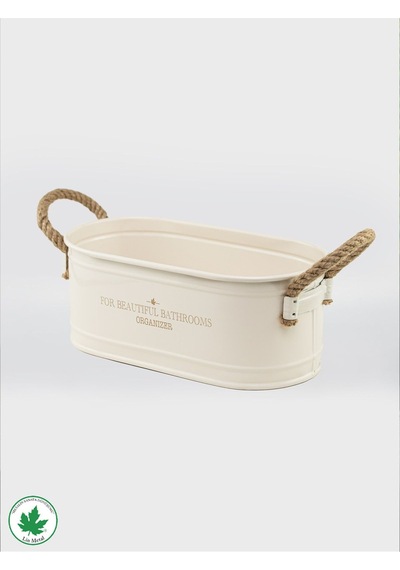 İp Kulplu Baton Metal Banyo Düzenleyici, Banyo Organizeri For Beautiful Bathrooms Organizer Baskı - Krem Krem
