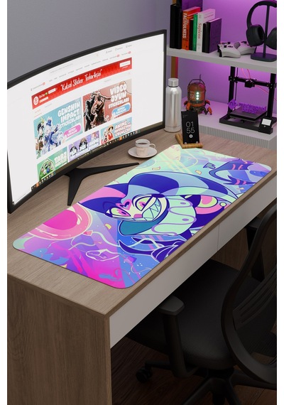 Helluva Boss Kaymaz Dikişli Kauçuk Oyuncu Mousepad V3 - 90x40 Xxl Gaming Mouse Pad Fare Altlığı
