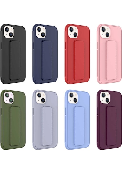 Apple Uyumlu iPhone 13 Kılıf Zore Qstand Kapak Gri