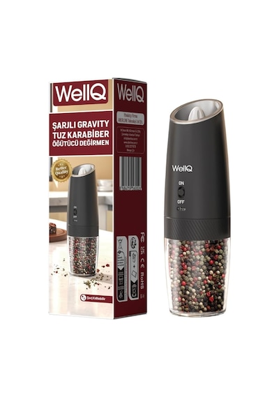 Wellq Şarjlı Işıklı Full Otomatik Yeni Nesil Tuz Karabiber Değirmeni Baharat Öğütücü Diğer