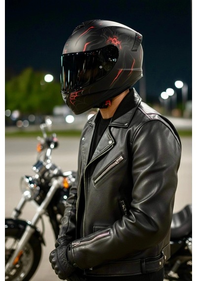 Gıvı 50.x Arachno Mat / 1 Renkli 1 Şeffaf Vizörlü Motosiklet Kask Siyah Vizör + Şeffaf