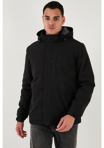 Buratti Regular Fit Çıkarılabilir Kapüşonlu Astarlı Erkek Mont 497Hector Siyah