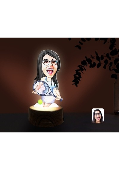Kişiye Özel Kadın Tenis Oyuncusu Karikatürlü Dekoratif 3D Biblo L (481497822)