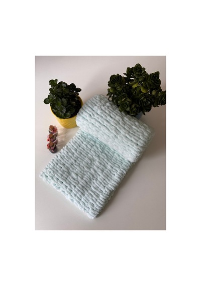 El Örgü Puffy Bebek Battaniye 90x90 CM Su Yeşili