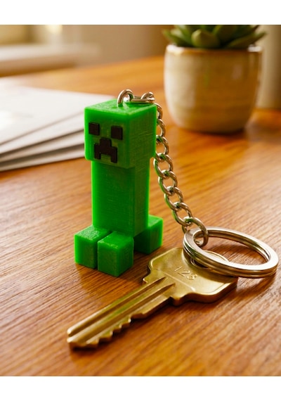 Minecraft Creeper Anahtarlık - 3d Baskı Yeşil Creeper Figürlü Özel Tasarım 3d Anahtarlık