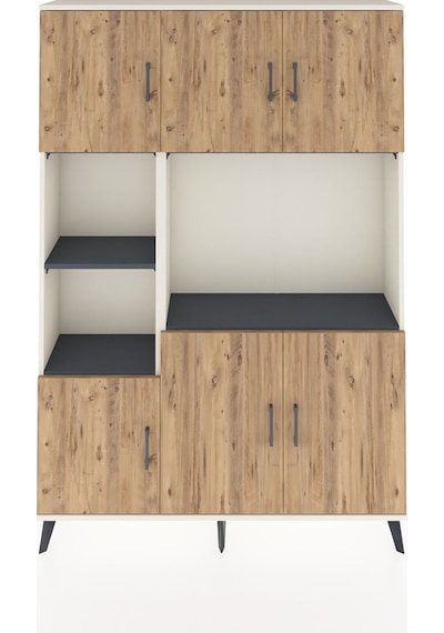 Arges Dolap 9 Raflı 6 Kapaklı 132x30x195 Aytaşı-çam/antrasit Aytaşı