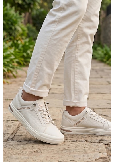 In Step Comfort Elite Grek Desenli Krem Erkek Günlük Spor Ayakkabı