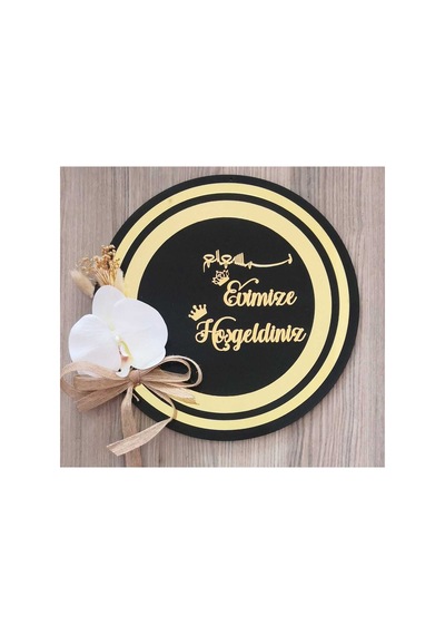 Evimize Hoşgeldiniz Yazılı Kapı Süsü Gold Şık Kapı Dekorasyon Ürünü Kapı Süsü