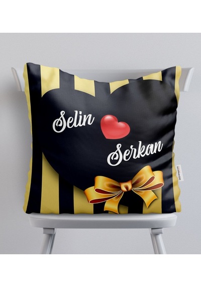 Kişiye Özel Isimli Kalp Desenli Beyaz Yastık-4