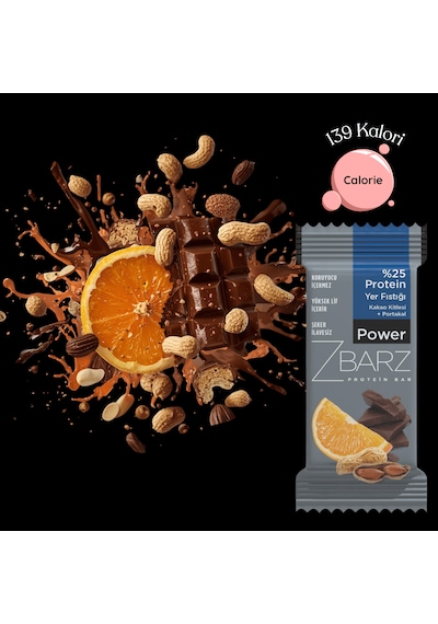 Zbarz Power Portakal Kakao Yer Fıstıklı Protein Bar 12 x 35 G