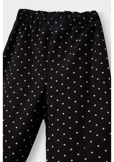 Defacto Kız Bebek Wide Leg Puantiyeli Düz Paça Poplin Pantolon G3655a525aubk27 Siyah