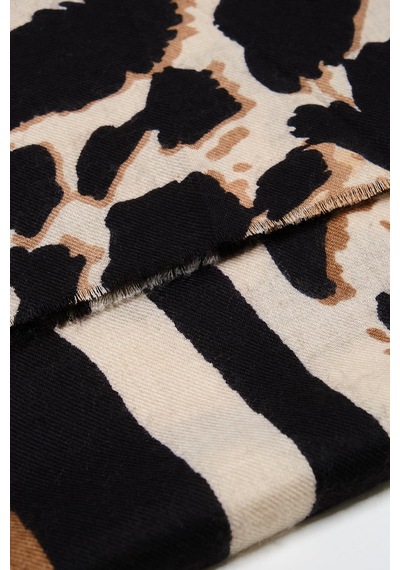 Akswsuar Zebra Desenli Şal Kahve