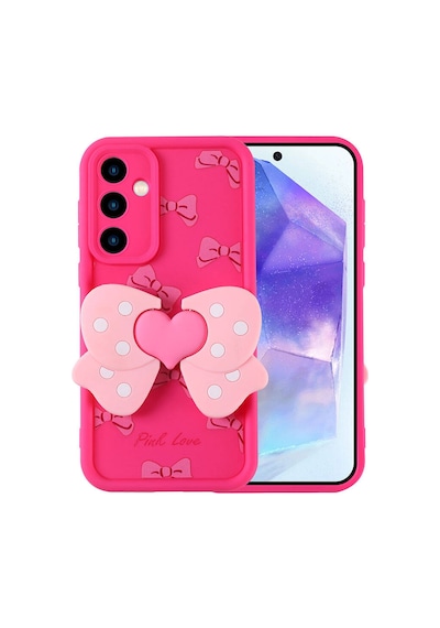 Zore Galaxy Uyumlu A35 Kılıf Kamera Korumalı Figür Tasarımlı Kapya Kapak - Pembe Koyu Pembe Koyu