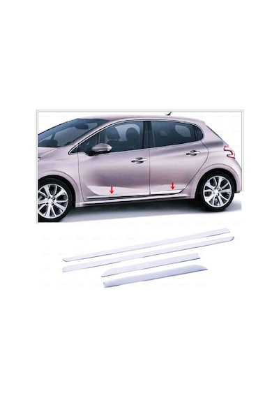 Ebal Otomotiv Peugeot 208 Krom Yan Kapı Çıtası 4 prç. 2012-2019 P.ÇELİK