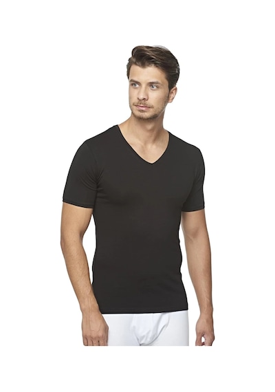 Epilons Zenvial Star 206 Modal Yarım Kol V-yaka T-shirt Atlet Zenviall2 Siyah