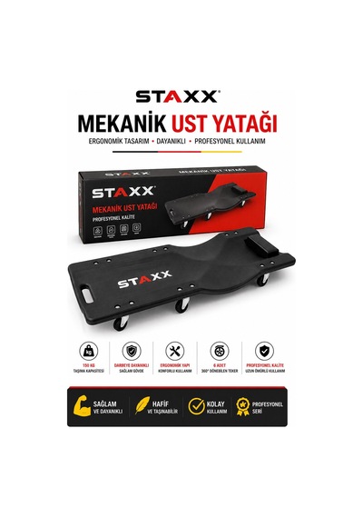 Staxx Stk110 Mekanik Üst Yatağı 6 Tekerlekli Araç Altı Tamir Yatağı Ergonomik Başlıklı Servis 150 Kg