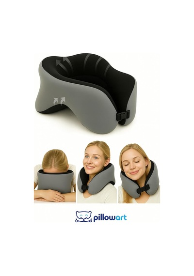 Pillowart Boyun Ve Baş Destekli Seyahat Yastığı Uçak, Araba, Ev İçin Taşınabilir