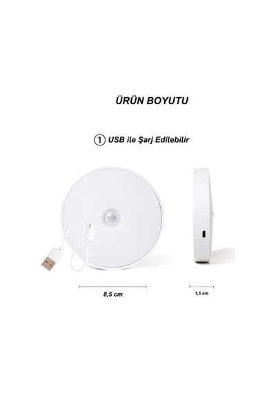 Ers Şarjlı Sensörlü Gece Led Lambası Egonex