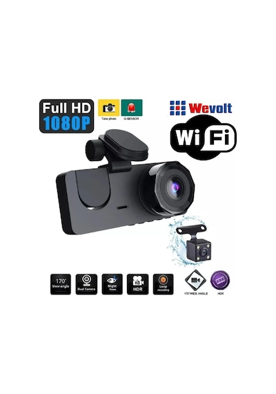 2 İnç 3 Kameralı 1080p Yol Kayıt Araç Kamerası Araç Kamera