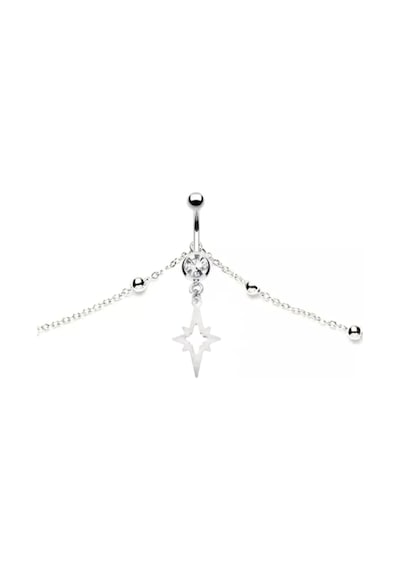 Takıconcept Vücut Zincirli Kuzey Yıldızı Sallantılı Çelik Göbek Piercing, Gümüş Genel