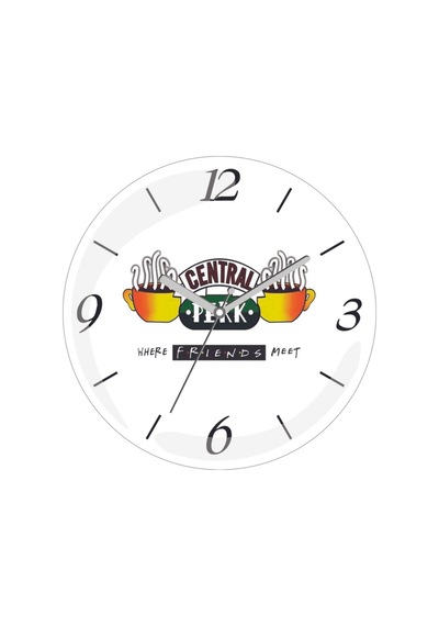Central Perk Friends Sessiz Akar Bombeli Gerçek Cam Duvar Saati Siyah