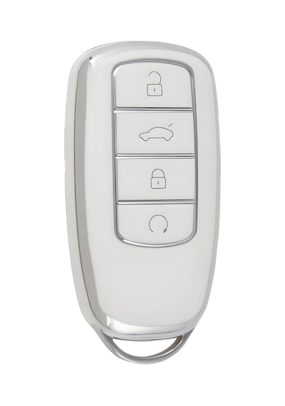 Autohan Keys Chery Tiggo 8 Pro, Omoda 5, Tiggo 7 Avantgarde Nano Anahtar Kılıfı, Beyaz-gümüş