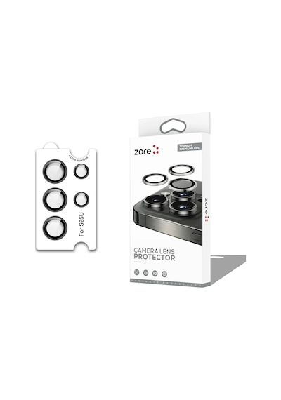 Samsung Uyumlu Galaxy S25 Ultra Zore Cl-12 Premium Safir Parmak İzi Bırakmayan Anti-reflective Kamera Lens Koruyucu Siyah