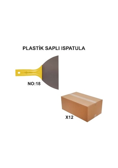Plastik Saplı İspatula, No:18, 12 Adet Toptan Çok Renkli