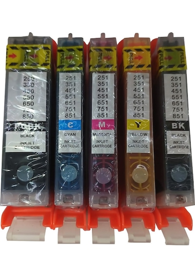 Canon Mg5450 Mg5550 Mg5600 Uyumlu Kolay Dolan Kartuş 5 Renk Dolu