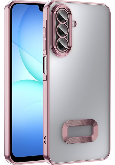 Galaxy Uyumlu A17 Kılıf Kamera Korumalı Logo Gösteren Zore Omega Kapak - Rose Gold Rose Gold