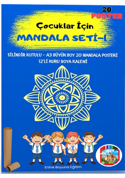 Çocuklar İçin Mandala Boyama Seti-1 20 Süper Poster Mandala