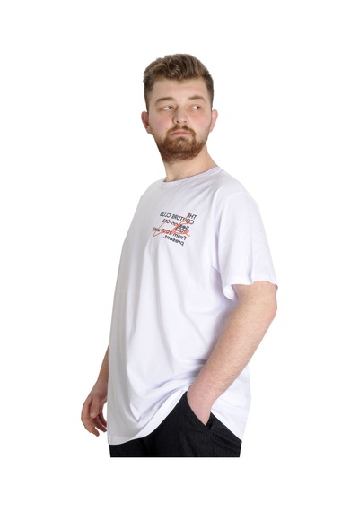Mode Xl Büyük Beden Erkek T-Shirt Culture 23146 Beyaz 001