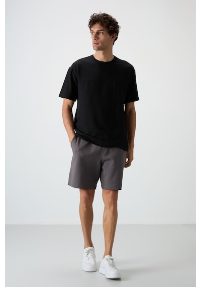 Air Jones Tommy Life Siyah Waffle İnterlok Yüzeyi Dokulu Oversize Fit Basic Erkek T-shirt - 88380 Siyah Air Jones Tommy Life Siyah Waffle İnterlok Yüzeyi Dokulu Oversize Fit Basic Erkek T-shirt - 88380 Siyah