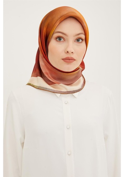 Armine Sura İpek Eşarp 23ya8927 05 Turuncu