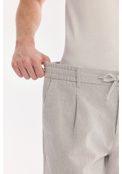 Avva Erkek Gri Beli Lastikli Keten Karışımlı Relaxed Fit Şort B003731