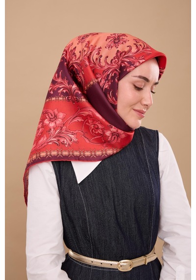 Silk Home Twill İpek Eşarp 11482-08 Koyu Mor, Kırmızı, Pembe, Pudra
