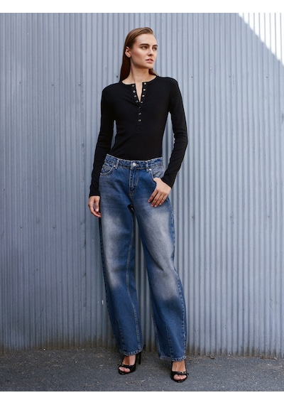 Dilvin 72062 Bol Kesim Denim Pantolon-tint Tint