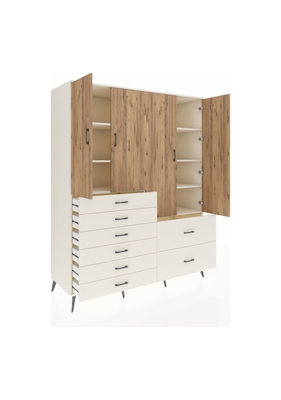 Kronos Gardrop 7 Raflı 8 Çekmeceli 4 Kapaklı 176x59x221 Aytaşı-çam/aytaşı Çam/aytaşı