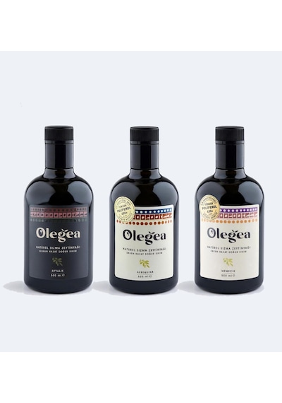 Gurme Tadım Paketi 3x500 Ml - Soğuk Sıkım Natürel Sızma Zeytinyağı Memecik, Arbequina, Ayvalık
