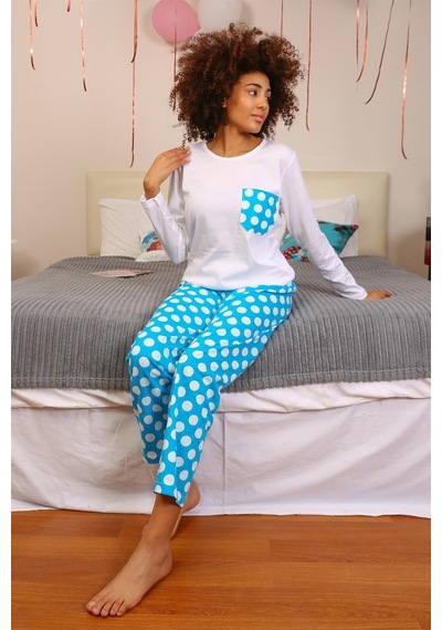Akbeniz Kadın Uzun Kol Penye Pijama Takım 4197 - S Beyaz