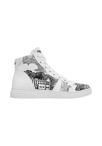 Kadın Vegan Deri Beyaz High Sneakers - Trust Me Buddy Tasarım Çok Renkli