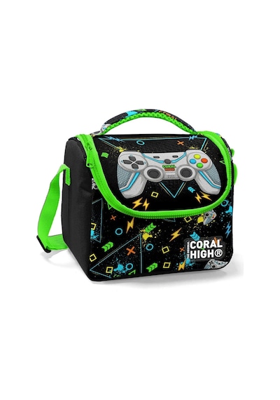 Coral High Siyah Fosforlu Yeşil Gamer Isı Yalıtımlı Beslenme Çantası - Erkek Çocuk