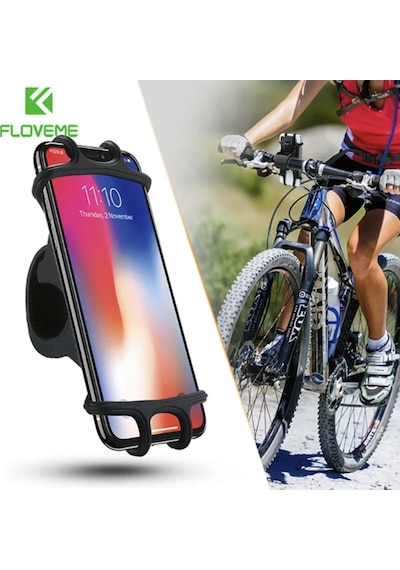 Motorsiklet Bisiklet Scooter İçin Darbe Emici Telefon Tutucu Silikon Kaydırmaz Tutucu Siyah