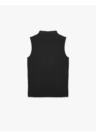 Koton Modal Kumaş Slim Fit Dik Yaka Kolsuz Tişört Siyah 7wak10090ek