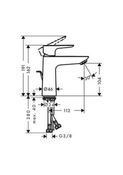 Hansgrohe Talis E Tek Kollu Lavabo Bataryası 110 MM Kumandalı Krom - Mat Siyah 71710340