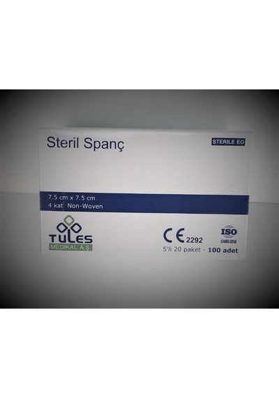 Steril Spanç-Gazlı Bez 7.5X7.5 Cm -4 Kat. 5 Li 20 Paket