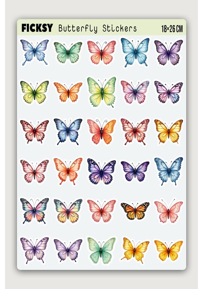 Sevimli Kelebek Sticker Seti - 30 Adet Etiket Çıkartma Diğer