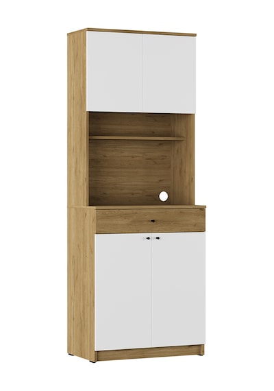 Lungo 4 Kapaklı Çok Amaçlı Kahve Köşesi - Florida Meşe/ Beyaz 72x195x45 cm